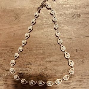 Rose gold pearl and Cz necklace
